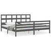 vidaXL Estrutura de cama com cabeceira 200x200 cm madeira maci&ccedil;a cinza