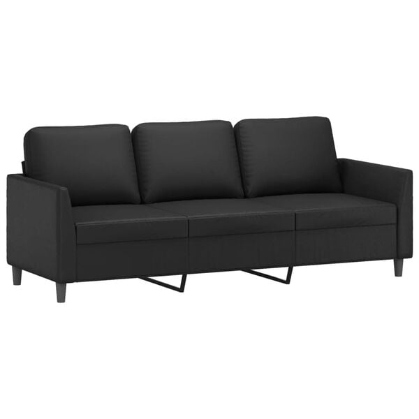 vidaXL Sof&aacute; de 3 lugares 180 cm couro artificial preto