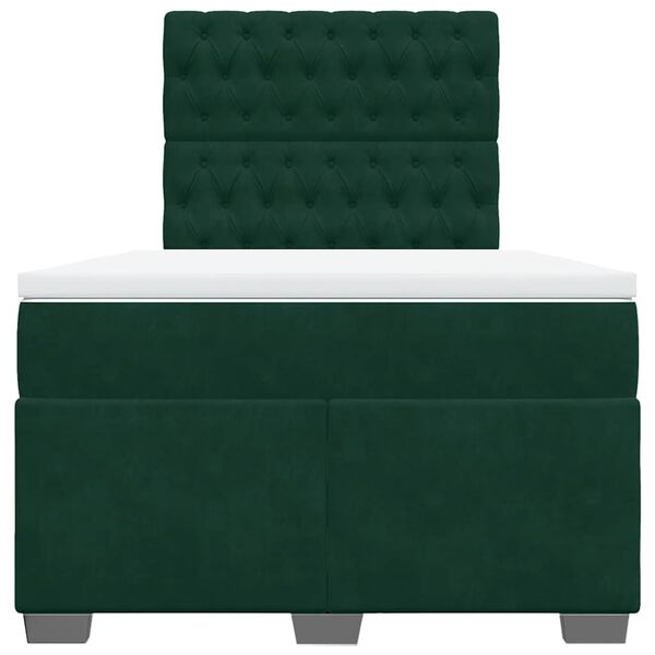 vidaXL Cama boxspring com colch&atilde;o 120x200 cm veludo verde-escuro