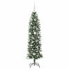 vidaXL &Aacute;rvore Slim de Natal Artificial Verde e Branco 150 cm