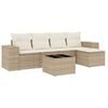 vidaXL 6 pcs conjunto de sof&aacute;s p/ jardim com almofad&otilde;es vime PE bege