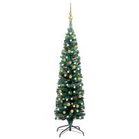 vidaXL Árvore Natal artificial fina pré-iluminada c/ bolas 120cm verde