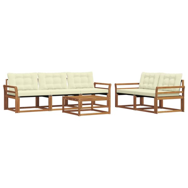 vidaXL Conjunto de Sof&aacute;s para Exterior 6 pcs Natural e Creme