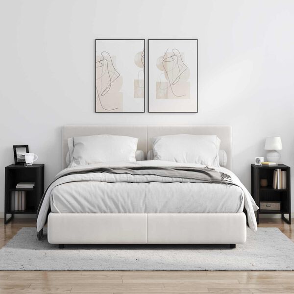 vidaXL Mesa-de-cabeceira Carvalho Preto 39.5 x 30 x 50 cm