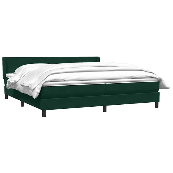vidaXL Cama com molas colch&atilde;o 200x210 cm veludo verde-escuro