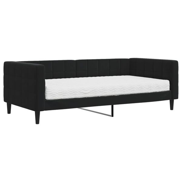 vidaXL Sof&aacute;-cama com colch&atilde;o 90x190 cm veludo preto