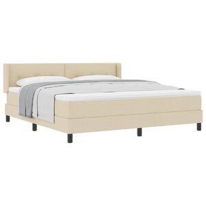vidaXL Cama Box com colch&atilde;o com cabeceira Creme 200 x 180 cm Poli&eacute;ster