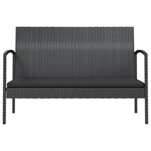 vidaXL 8 pcs conjunto lounge de jardim c/ almofad&otilde;es vime PE preto