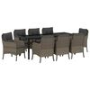 vidaXL Conjunto de Jantar para Jardim 9 pcs Cinzeto vime PE