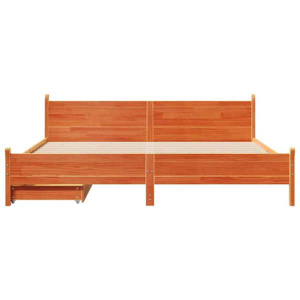 vidaXL Cama sem colch&atilde;o 200x200 cm pinho maci&ccedil;o castanho-mel