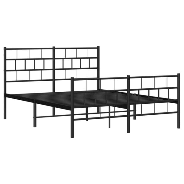 vidaXL Estrutura de cama com cabeceira e p&eacute;s 120x190 cm metal preto