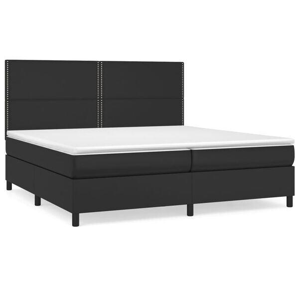 vidaXL Cama com molas/colch&atilde;o 200x200 cm couro artificial preto