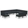 vidaXL 12 pcs conjunto lounge de jardim c/ almofad&otilde;es vime PE preto