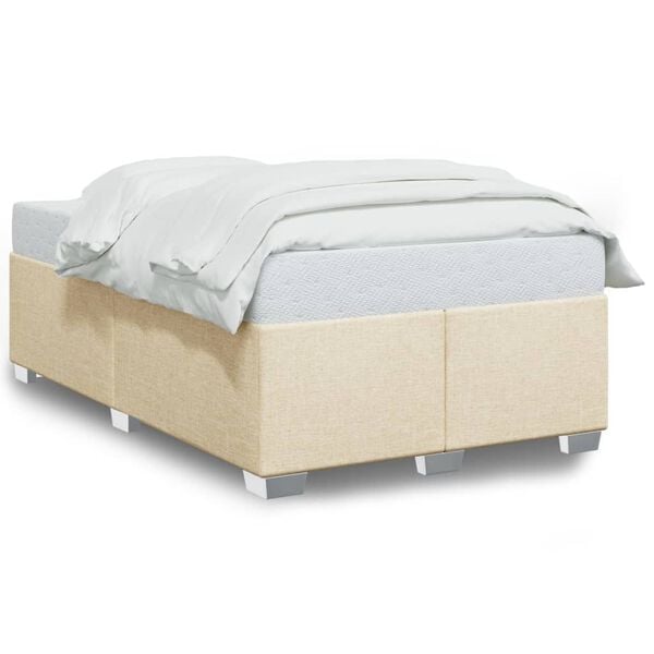 vidaXL Estrutura de cama sem colch&atilde;o 120x200 cm tecido cor creme