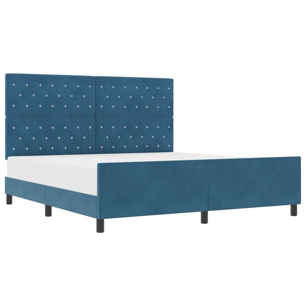 vidaXL Cama Box com cabeceira Azul Escuro 180 x 200 cm Veludo