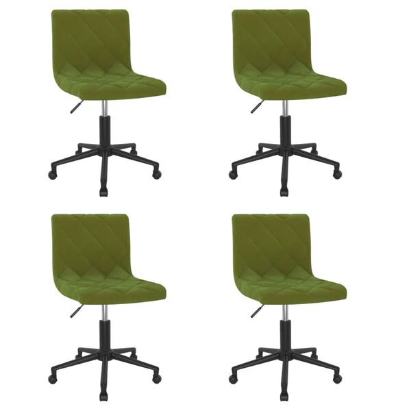 vidaXL Cadeiras de jantar girat&oacute;rias 4 pcs veludo verde-claro