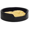 vidaXL Ninho p/ c&atilde;es 79x70x19cm pel&uacute;cia/couro artif. preto e amarelo