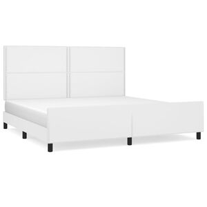 vidaXL Estrutura cama c/ cabeceira couro artificial 200x200 cm branco