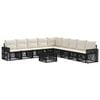 vidaXL Conjunto de Sof&aacute; de Jardim 10 pcs Preto e Branco Creme vime PE