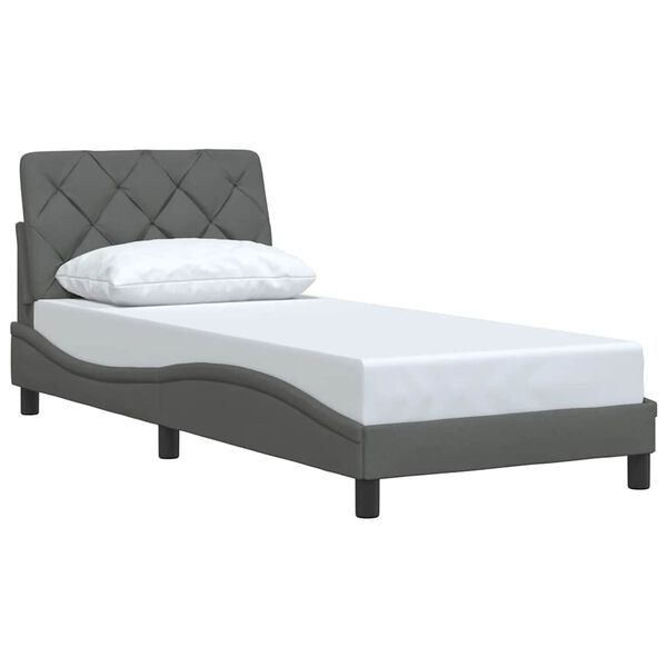 vidaXL Estrutura de cama sem colch&atilde;o 80x200 cm tecido cinzento-escuro