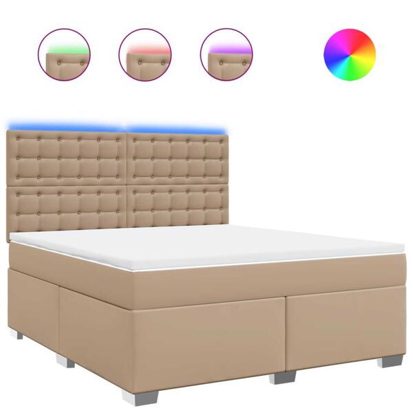 vidaXL Cama com molas/colch&atilde;o 180x200 cm couro artificial cappuccino