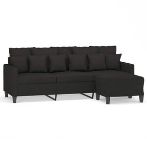 vidaXL Sof&aacute; de 3 lugares com apoio de p&eacute;s 180 cm tecido preto