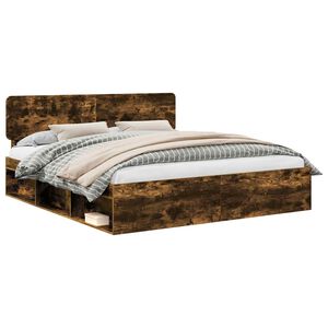 vidaXL Estrutura da Cama com cabeceira Carvalho Defumado 180 x 200 cm