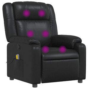 vidaXL Poltrona de massagens reclin&aacute;vel couro artificial preto