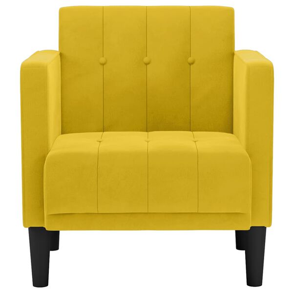 vidaXL Poltrona com apoio de bra&ccedil;os 53 cm veludo amarelo