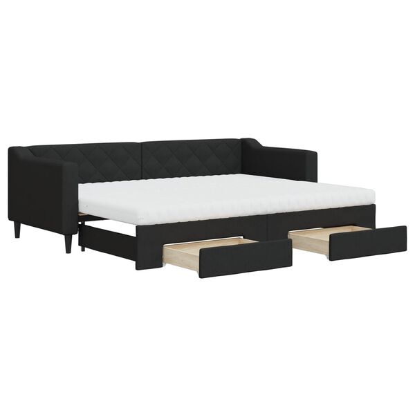 vidaXL Sofá-cama com gavetão e gavetas 80x200 cm tecido preto