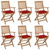 vidaXL Cadeiras de jardim dobr&aacute;veis c/ almofad&otilde;es 6 pcs ac&aacute;cia maci&ccedil;a