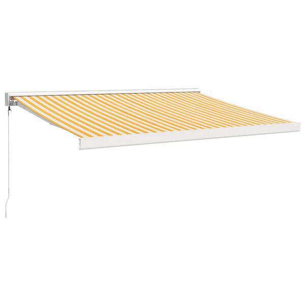 vidaXL Toldo retr&aacute;til 3,5x2,5 m tecido e alum&iacute;nio amarelo e branco