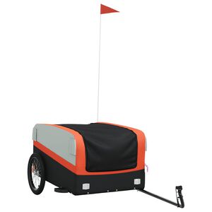 vidaXL Reboque para bicicleta 45 kg ferro preto e laranja