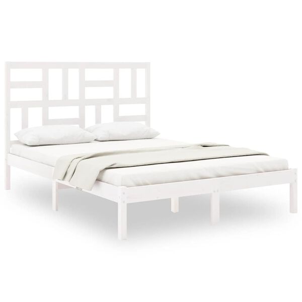 vidaXL Estrutura de cama 140x200 cm madeira maci&ccedil;a branco