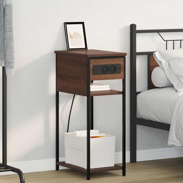 vidaXL Arm&aacute;rio de Cabeceira Carvalho Marrom 41 x 28 x 76 cm