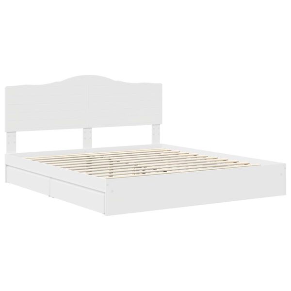 vidaXL Cama com Armazenamento Branco 200 x 200 cm Madeira processada