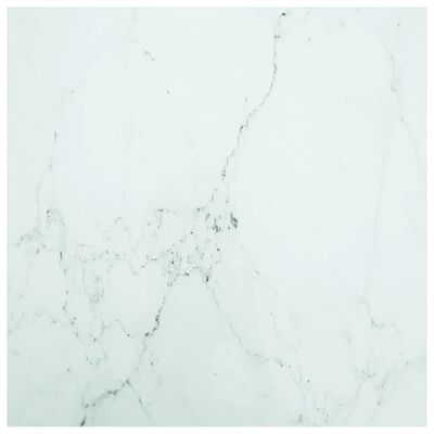 vidaXL Tampo mesa 80x80 cm 6 mm vidro temperado design mármore branco