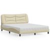 vidaXL Cama com colch&atilde;o Hvar 160x200 cm tecido cor creme