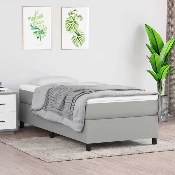 vidaXL Cama com molas/colchão 90x200 cm tecido cinza-claro