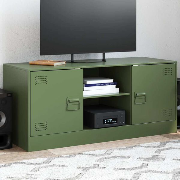 vidaXL M&oacute;vel de TV 99x39x44 a&ccedil;o verde azeitona
