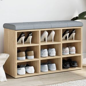 vidaXL Banco para sapatos Sonoma Oak 82x32x50 cm Madeira projetada