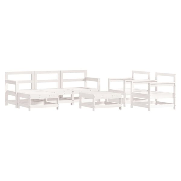 vidaXL 7 pcs conjunto lounge de jardim pinho maciço branco