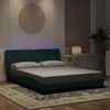 vidaXL Estrutura de cama com LED sem colch&atilde;o 160x200 cm veludo verde-escuro