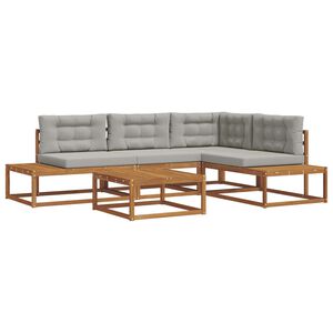 vidaXL Conjunto de Sof&aacute;s para Exterior Cinza Natural e Claro