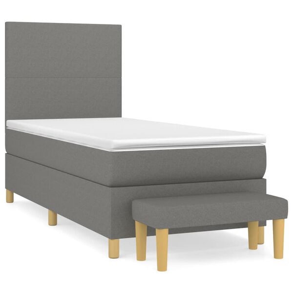 vidaXL Cama com molas/colch&atilde;o 90x190 cm tecido cinza-escuro