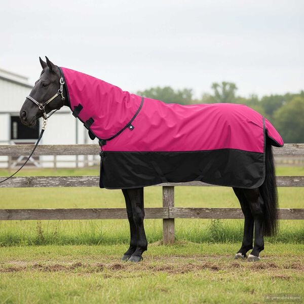 vidaXL Cobertor de Cavalo Rosa e Preto 75 cm Poli&eacute;ster