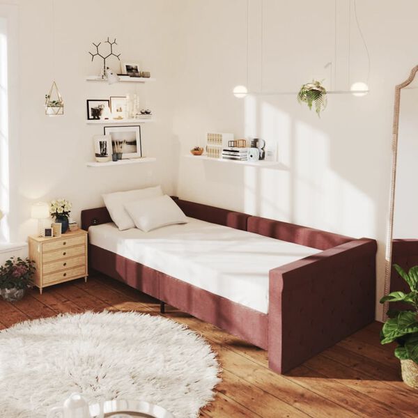 vidaXL Sof&aacute;-cama c/ colch&atilde;o e sa&iacute;da USB 90x200 cm tecido roxo