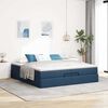 vidaXL Estrutura de cama otomana com colchões 200x200cm tecido azul