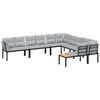 vidaXL 6 pcs sof&aacute;s de jardim com almofad&otilde;es a&ccedil;o revestido a p&oacute; preto
