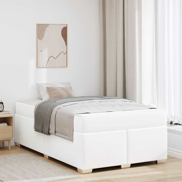 vidaXL Estrutura da Cama com colch&atilde;o Branco 120 x 190 cm tecido